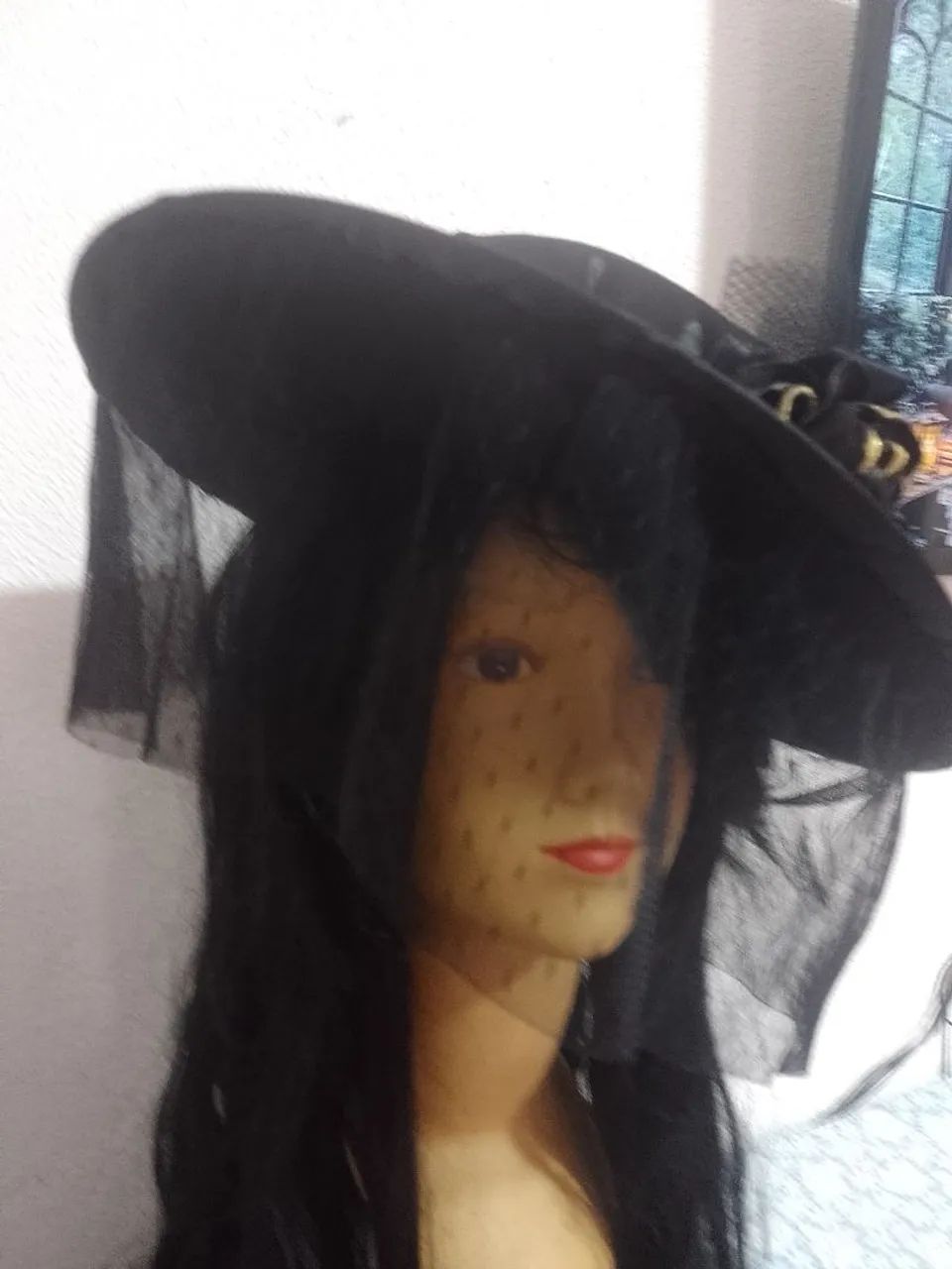 Chapéu Pombagira Preto com Veu