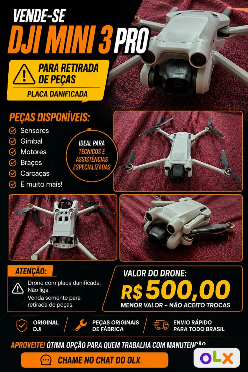 DRONE DJI MINI 3 PRO (PARA RETIRAR PEÇAS)
