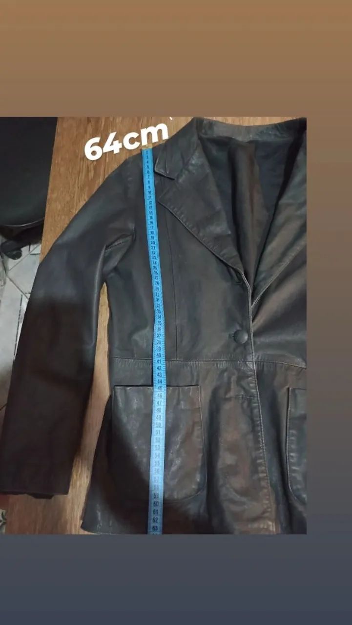 Blazer de Couro Preto Elegante - Foto 4