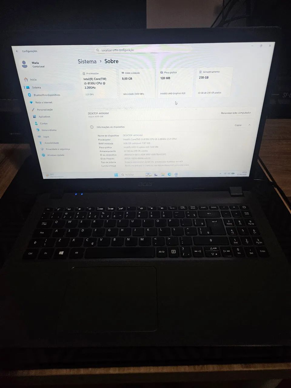 Notebook Acer Aspire 3 8gb ram - Foto 3