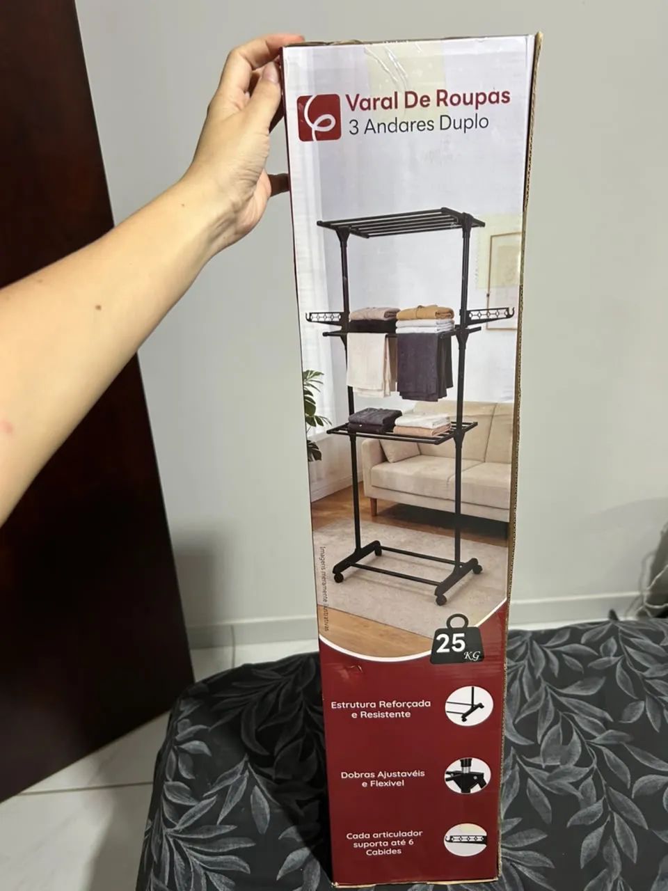 Varal de rodinhas três andares 
