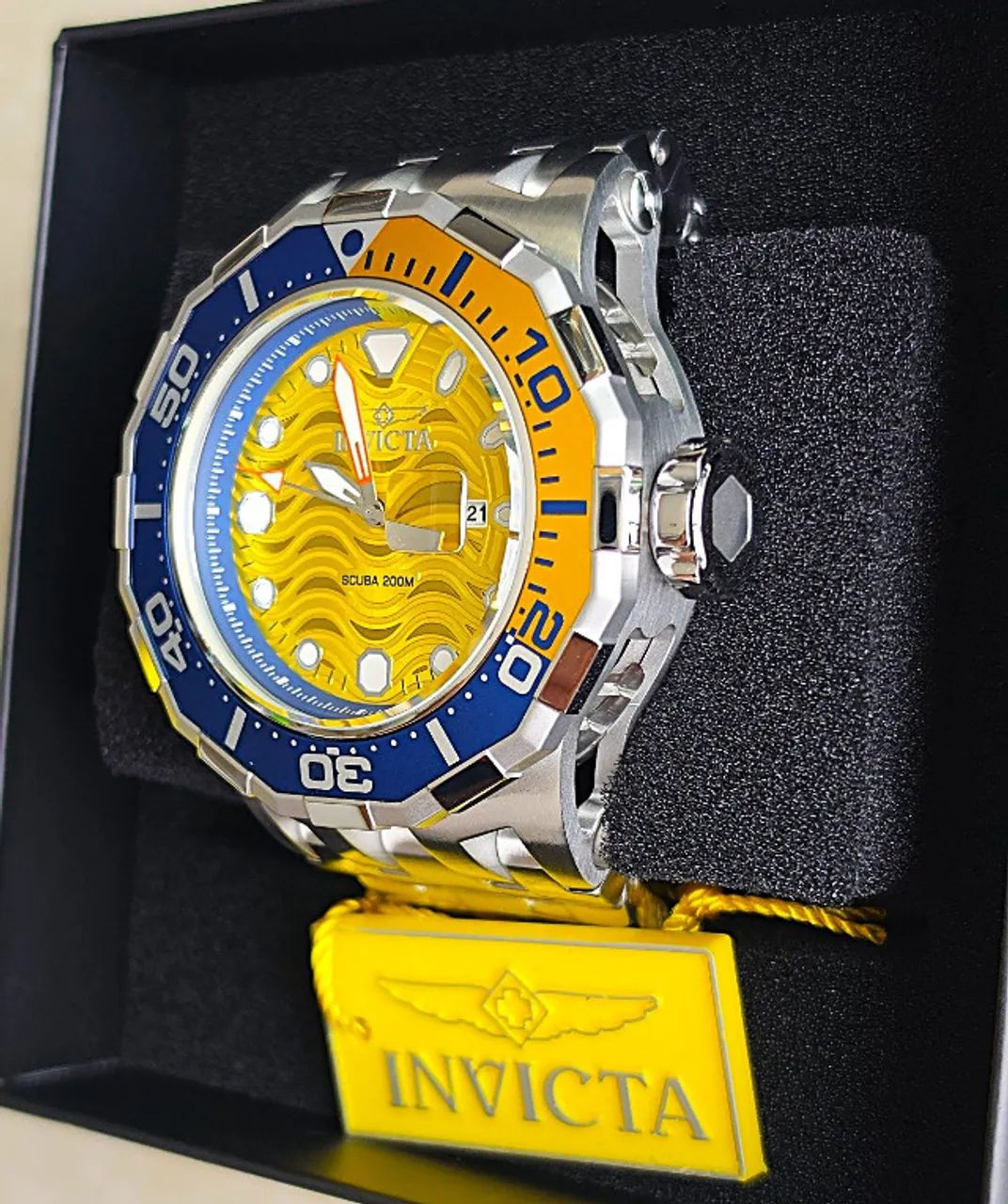 Relógio Invicta Pro Diver Waves Amarelo e Azul - Foto 5