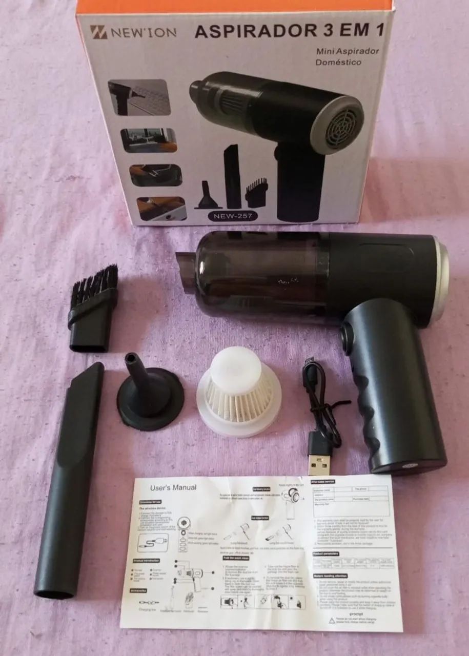 Mini Aspirador 3 Em 1 Portátil Usb Recarregável Soprador. Novo
