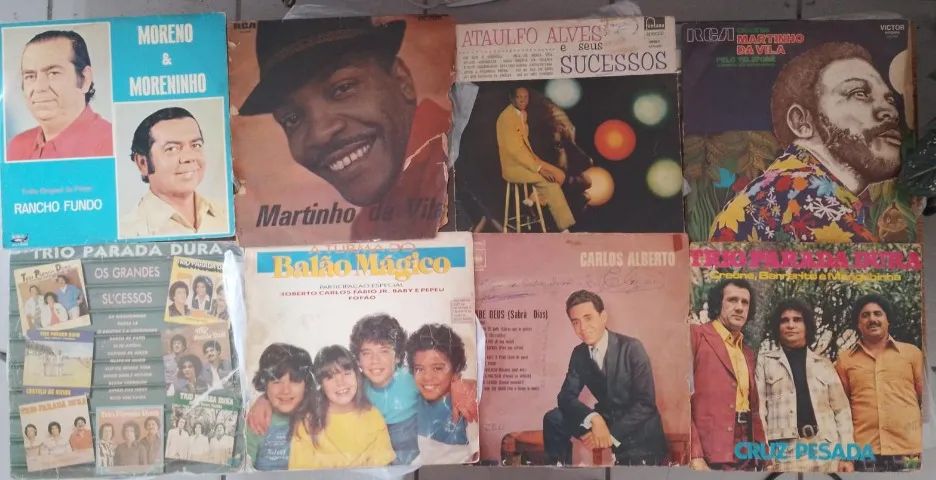 Coleção de discos de vinil usados
