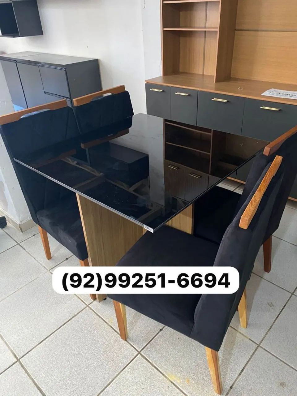 mesa de jantar tampo de vidro 4 lugares