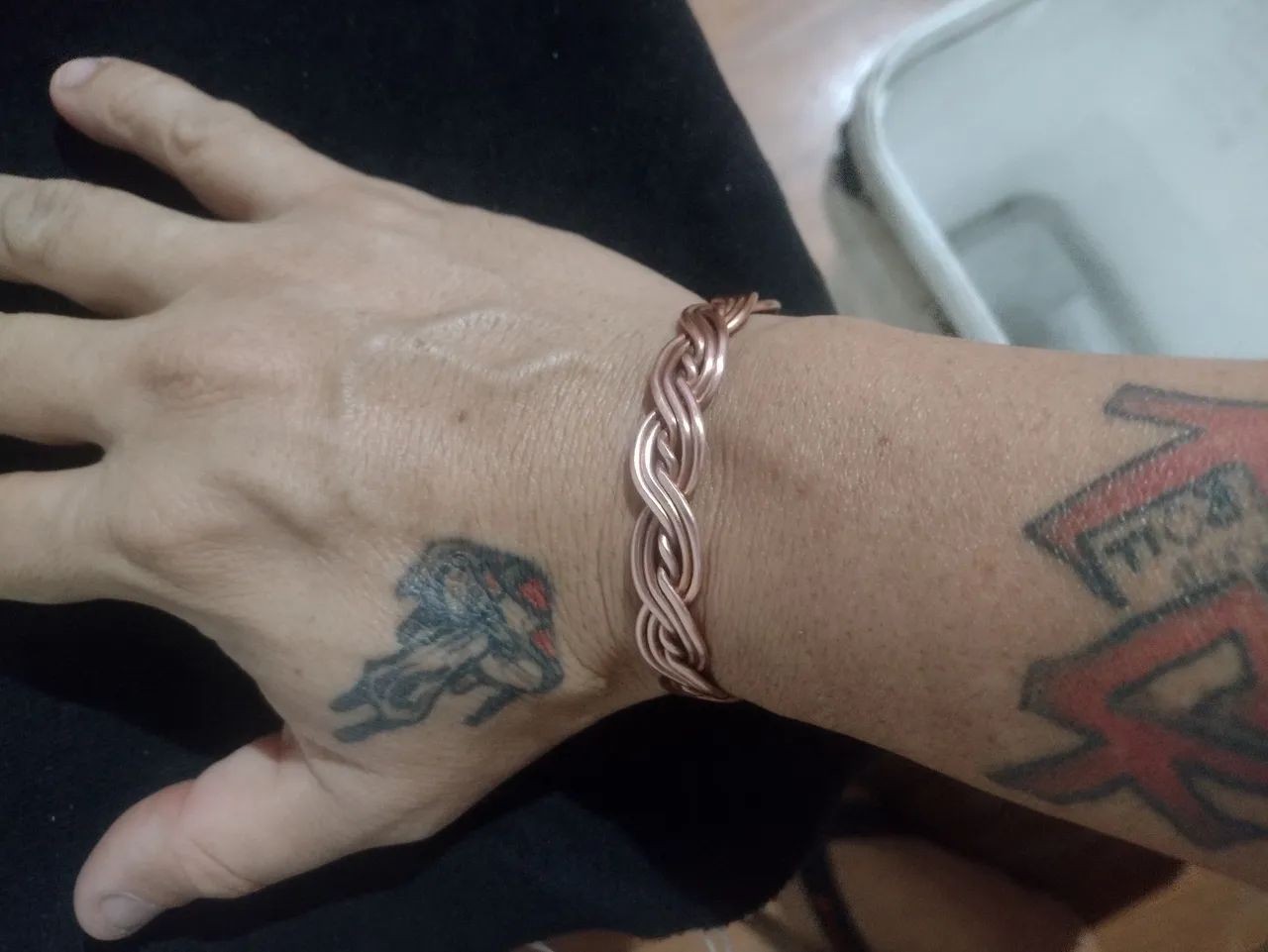 Pulseira de cobre natural artesanal ajustável  - Foto 4
