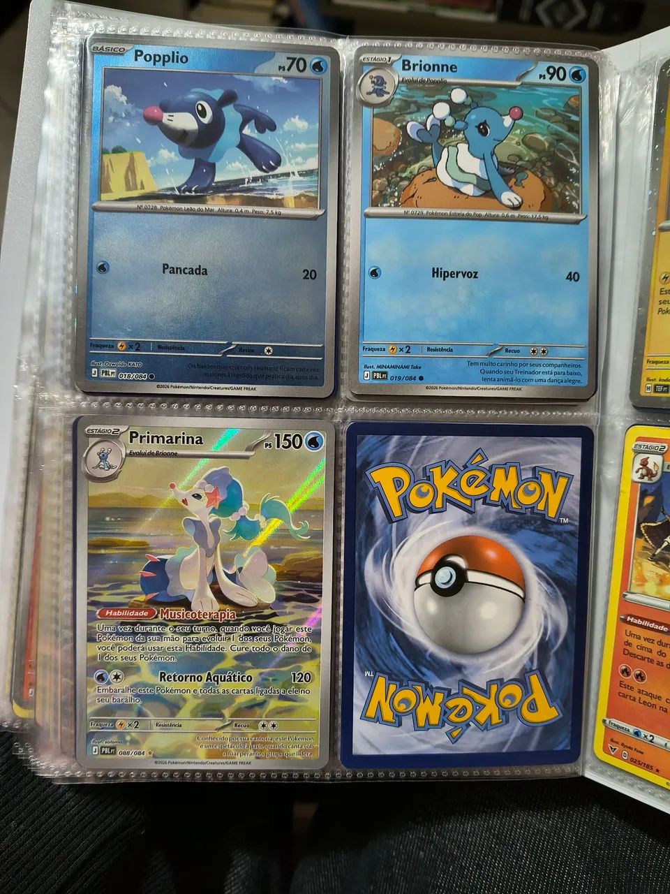 Cartas pokemon poplio, brionne e primarina full art