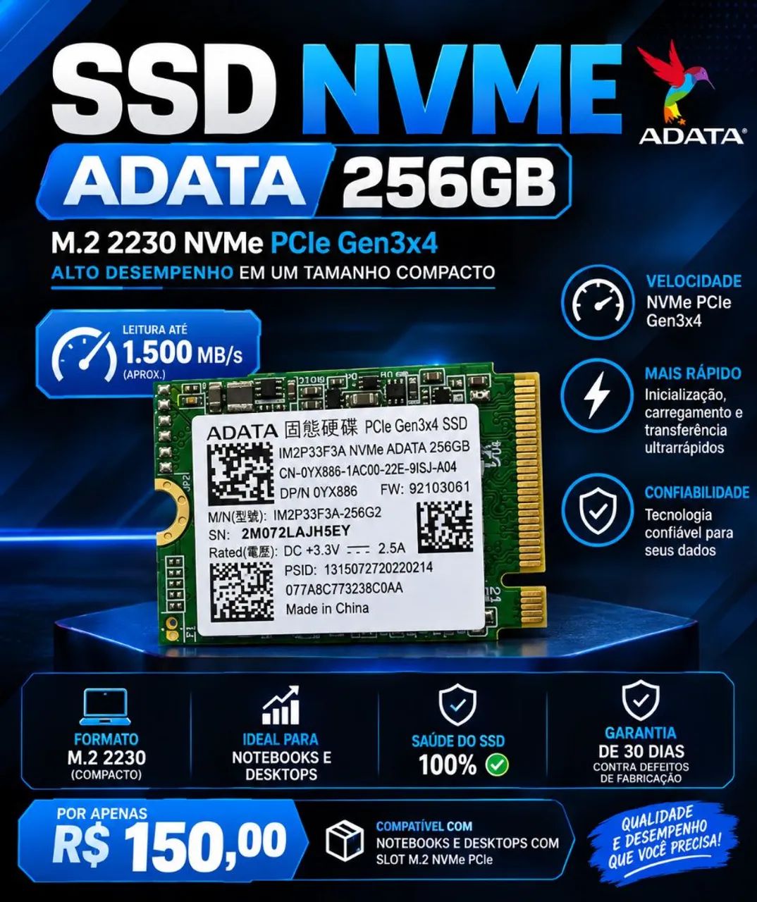 SSD NVME 256GB ADATA