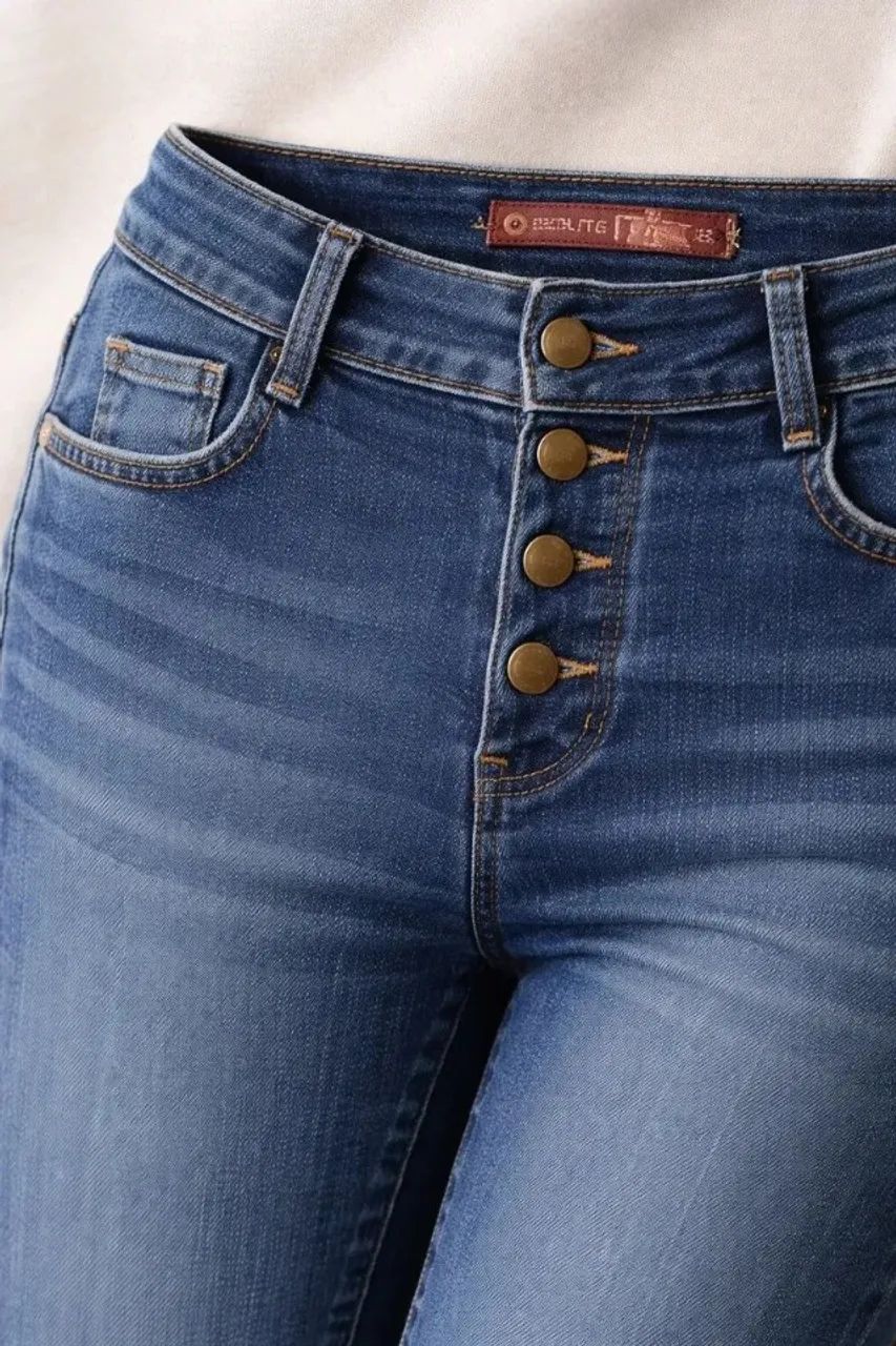 calça jeans feminina com botões - Foto 5