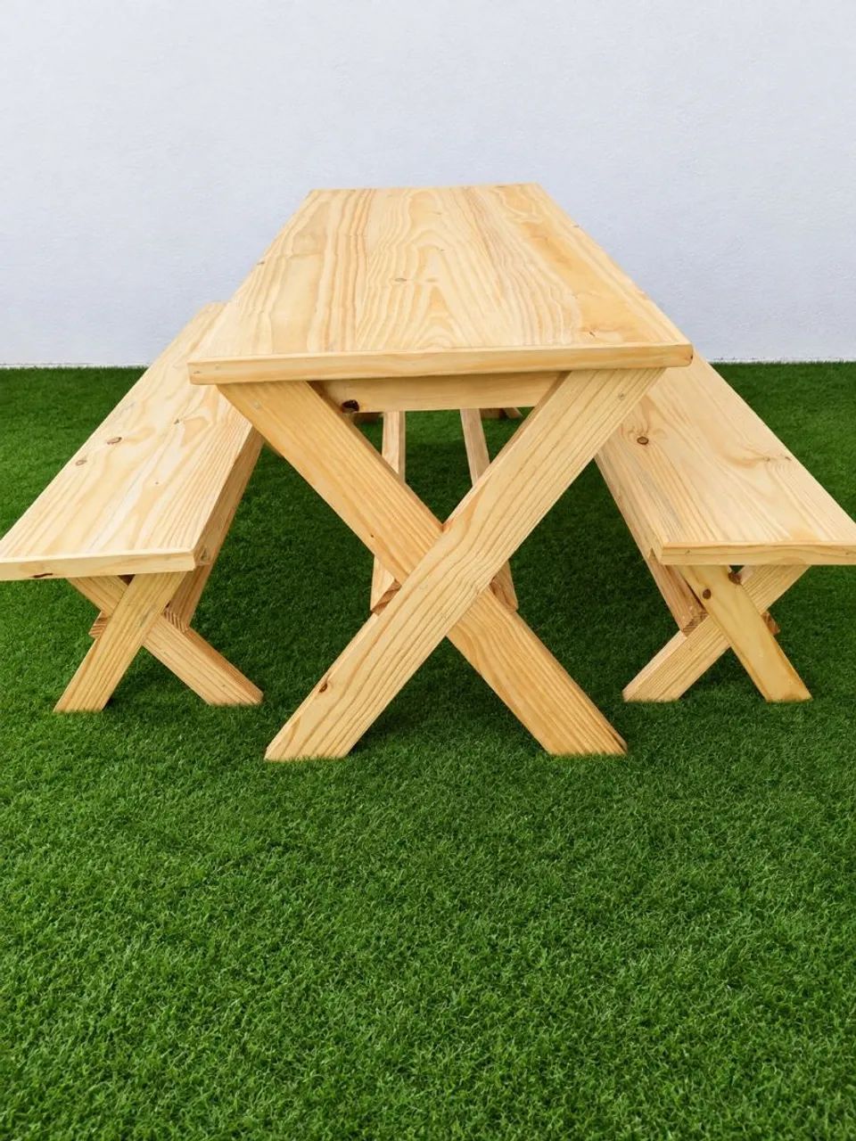 Mesa pernas em x com 2 bancos. Para área externa, deck .. - Foto 2