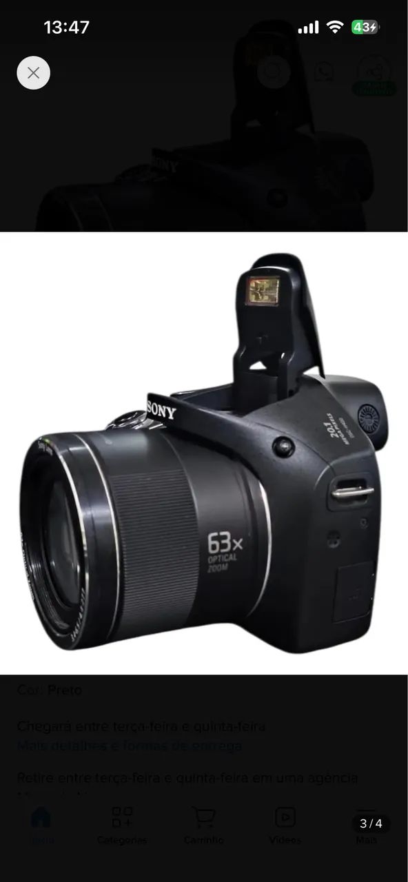 Câmera Sony Cyber Shot H400 63 X Zoom Compacta Seminova. (Usado