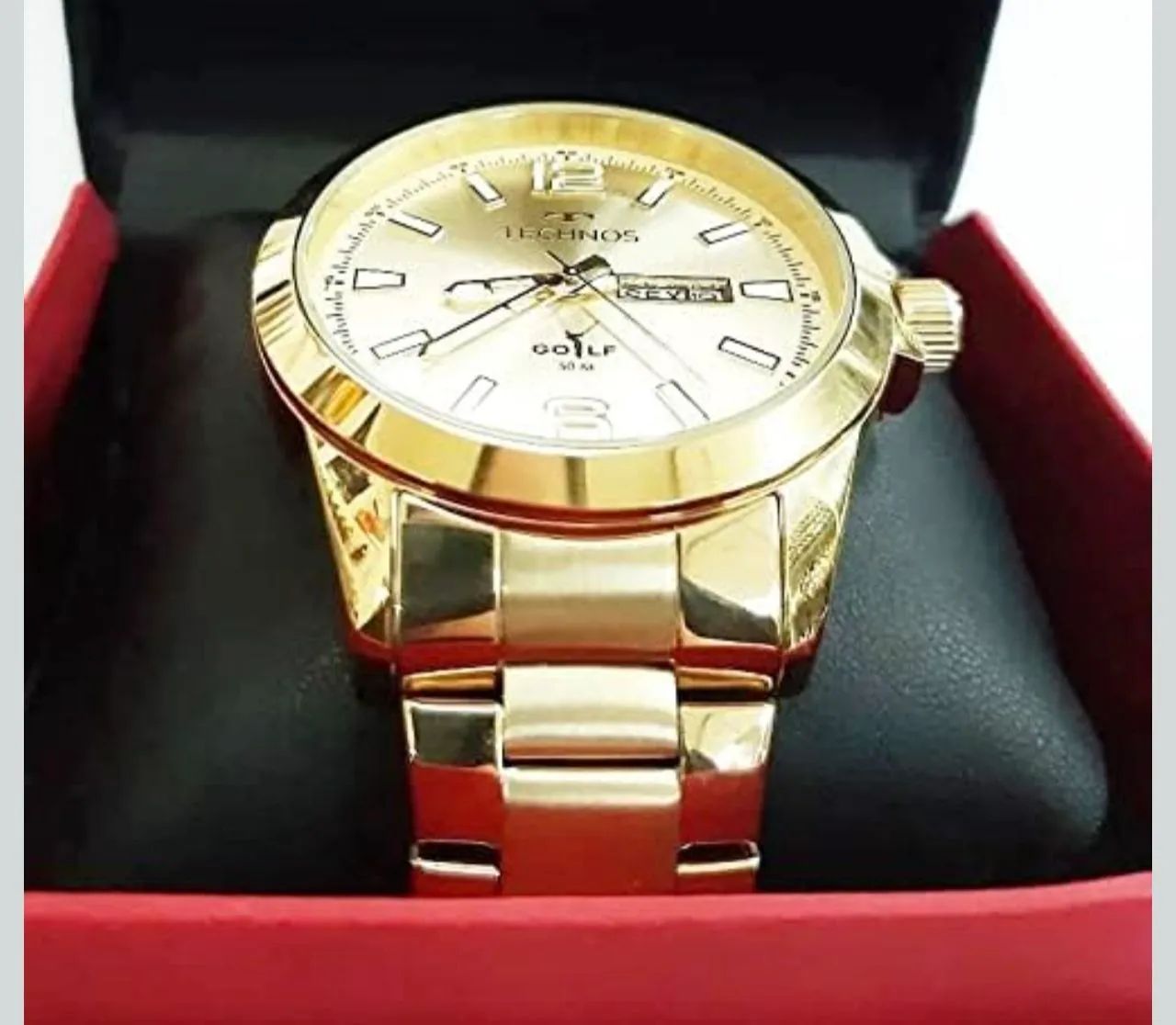 Relógio Technos masculino banhado a ouro 18k  - Foto 2