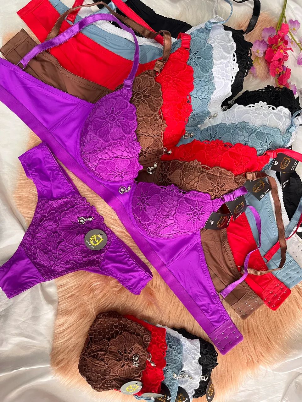 Kit 10 conjuntos de lingerie importados renda guipir luxo alta qualidade para revenda  - Foto 4