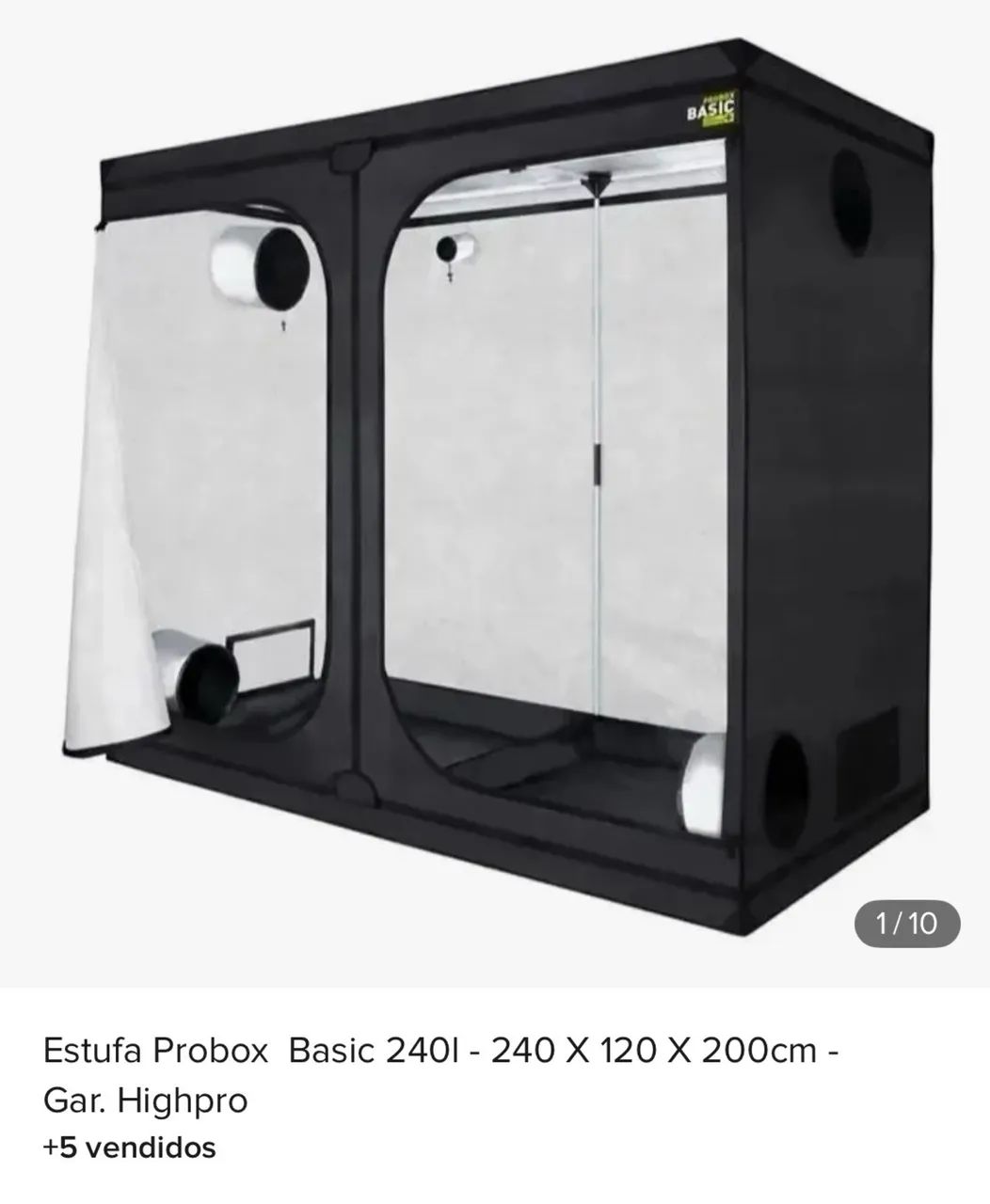 Estufa tenda Grow 2,40 x 2,40 x 2,00 - Probox Basic - Foto 2