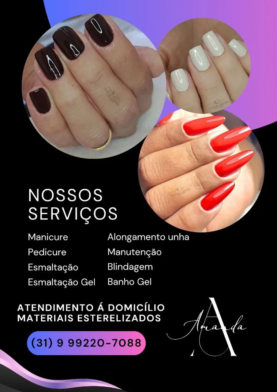 Manicure e Nail Designer á Domicílio A partir de R$55,00