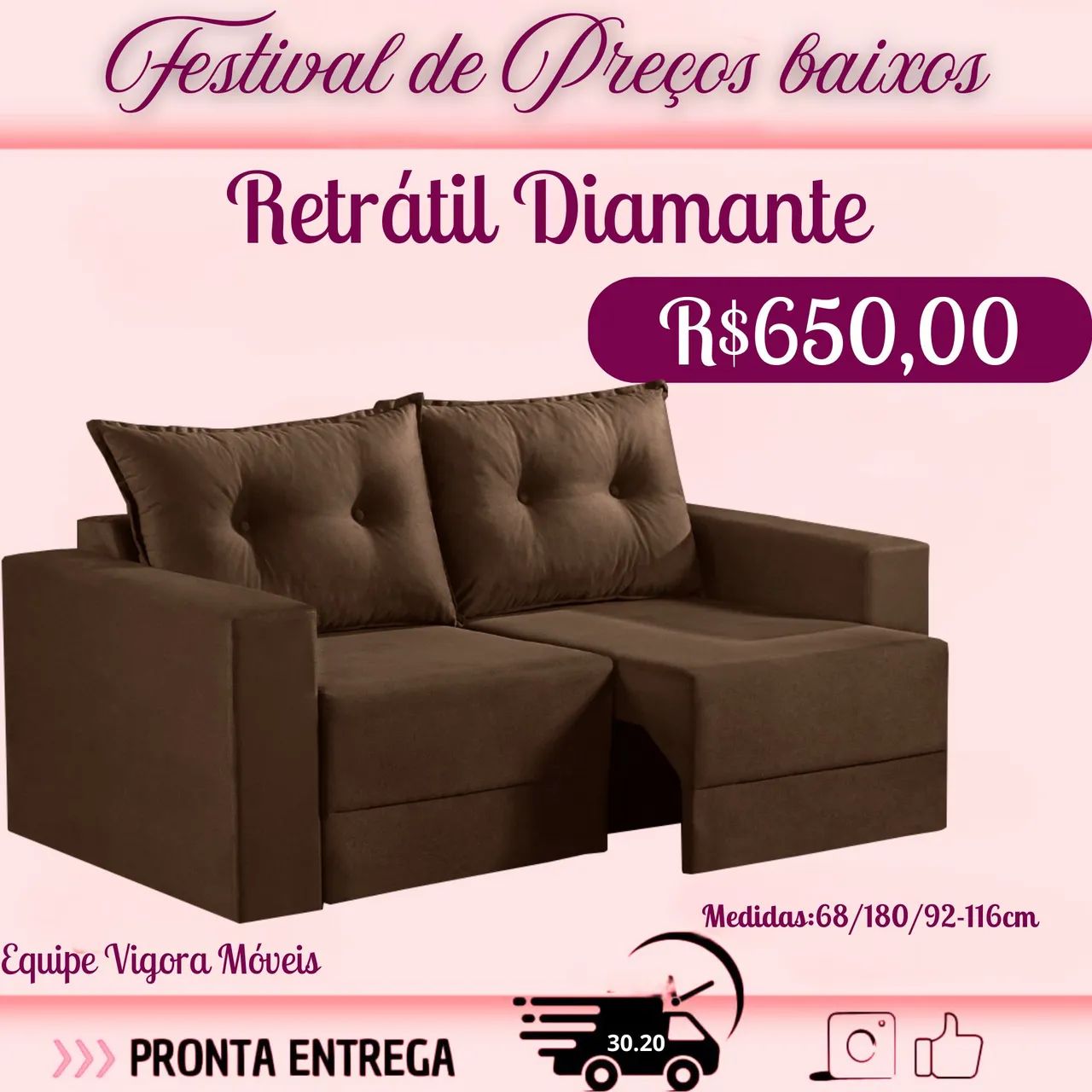 Sofá retrátil reclinável 