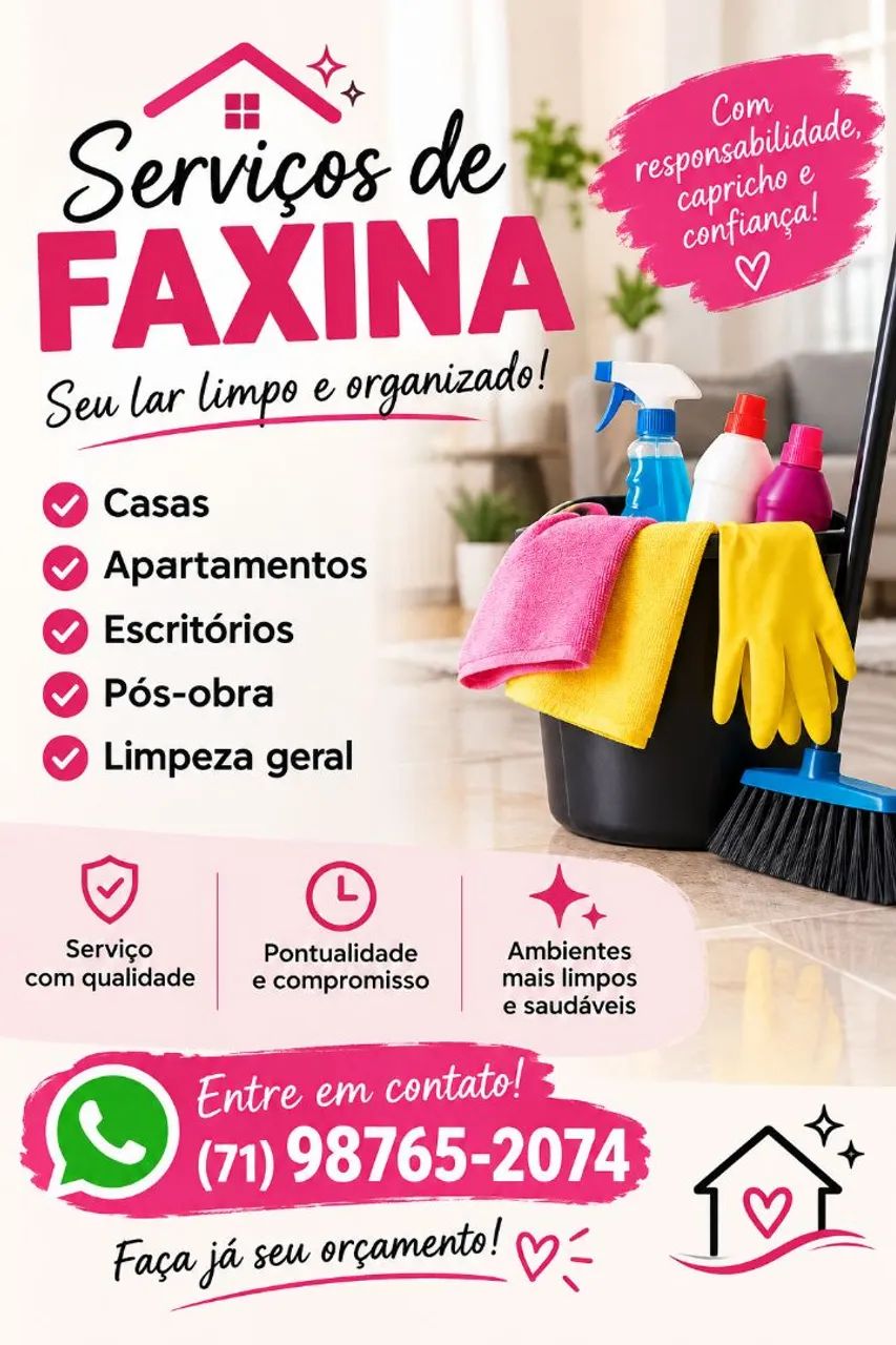 Serviços de faxina e limpeza 