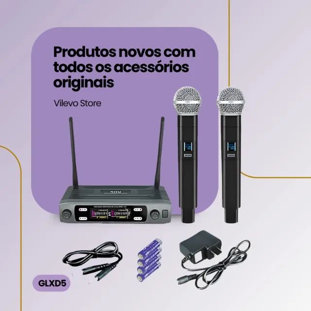 SISTEMA DE MICROFONE SEM FIO DA MARCA LLD K-08A KIT 2 MICROFONE 1 RECEPTOR