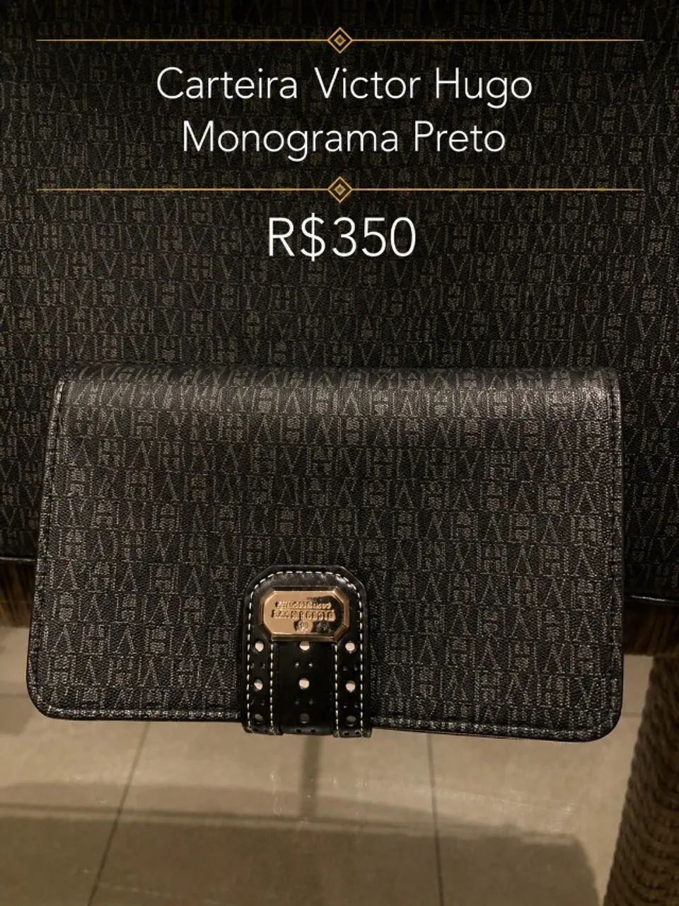 Carteira Victor Hugo Original Monograma Preto