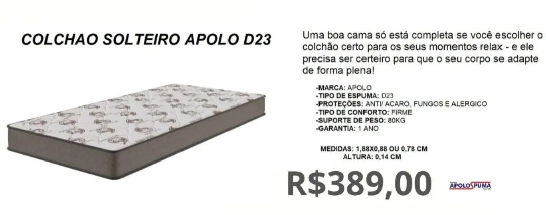 COCLHÃO SOLTEIRO D23 A PRONTA-ENTREGA 