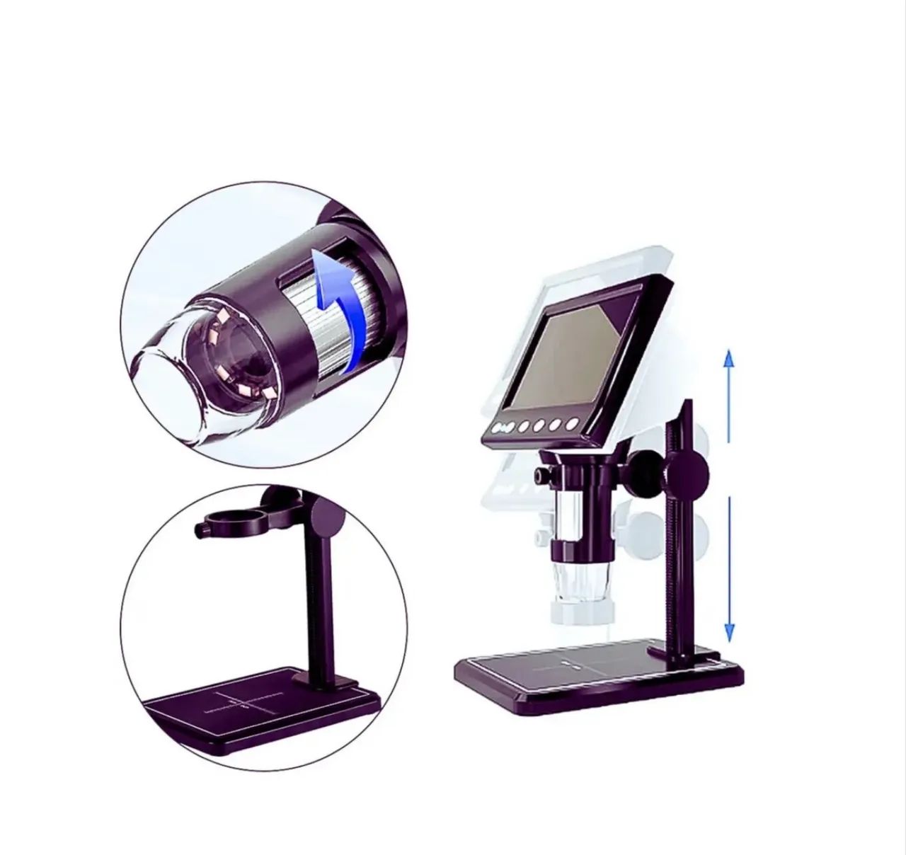 Microscópio Digital Lâmina Bancada 1000x 2.0mp USB 4.3 LCD - Foto 3
