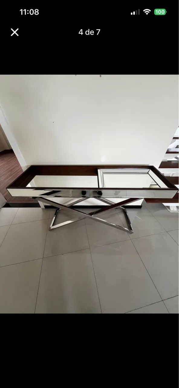 Mesa de apoio metal e vidro - Foto 2