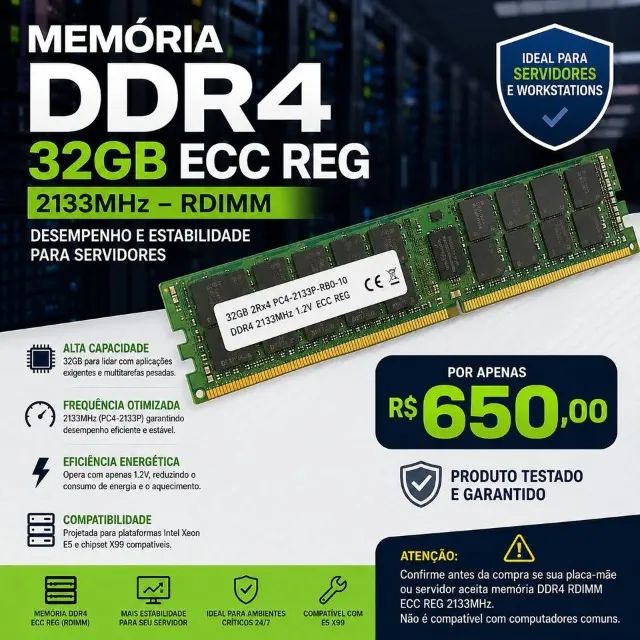 MEMÓRIA DDR4 32GB ECC REG  2133MHz 
