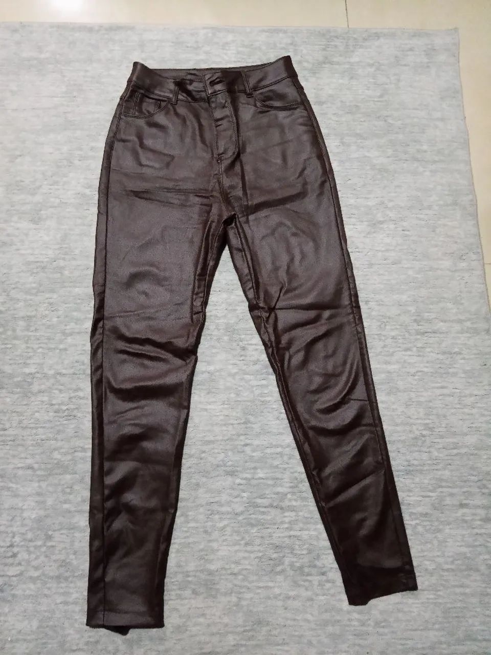 Calça Marrom Couro sintético 