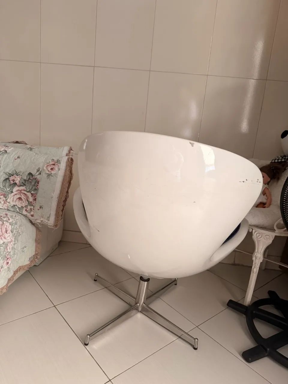 Poltronas giratórias - Tecido aveludado azul marinho  - Foto 5