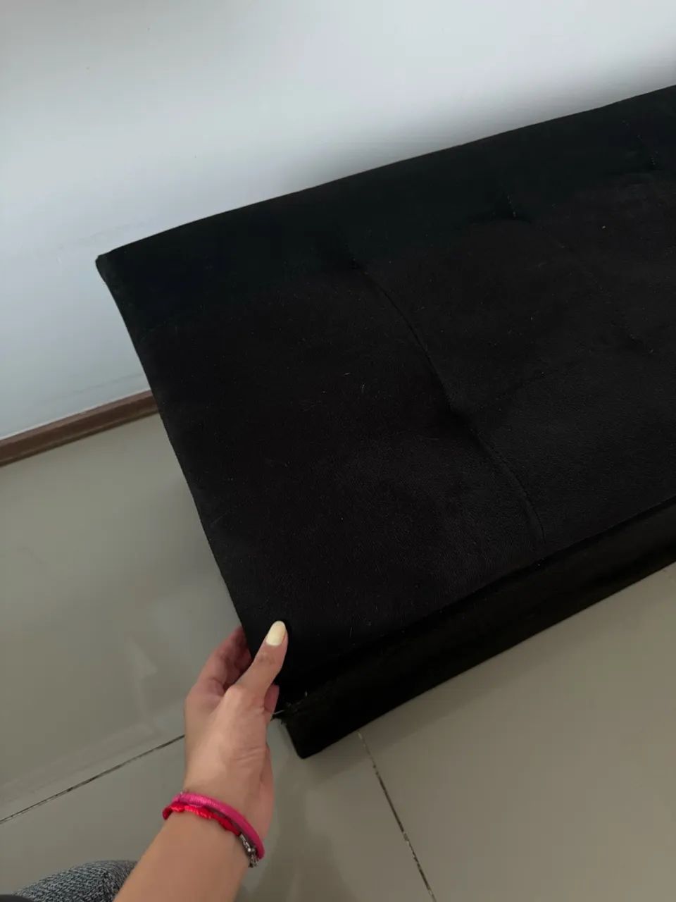 Recamier puff baú, suede preto, usado. - Foto 2