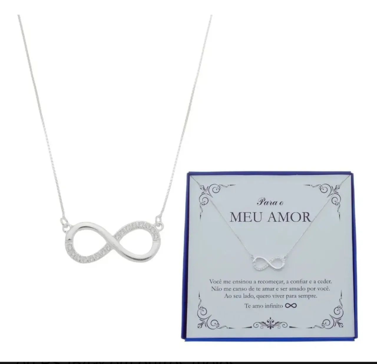 Colar feminino de prata infinito 