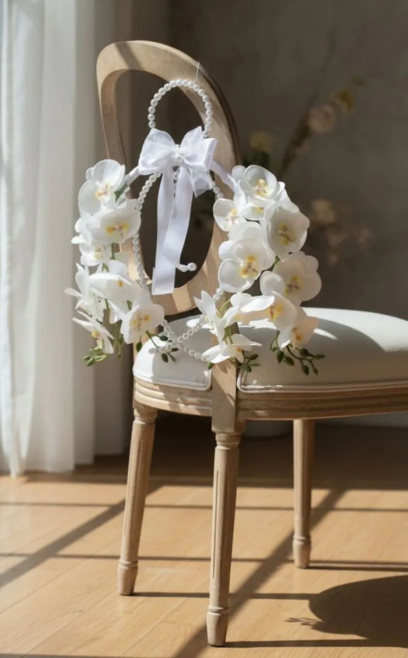 Buquê de Casamento de Flores Hiperealistas e pérolas. 