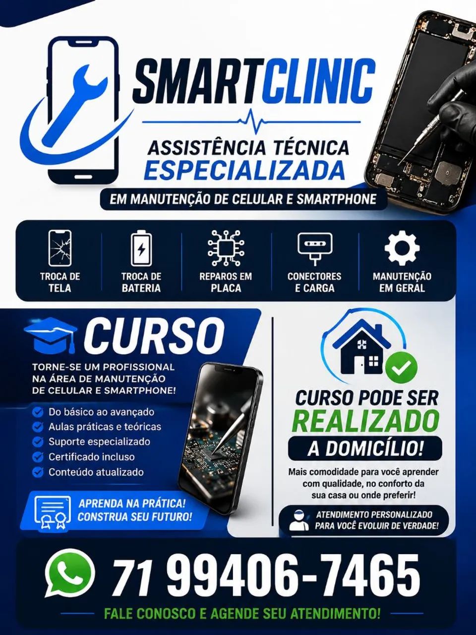 Curso de manutenção de celular e smartphone, falar com Marco *65