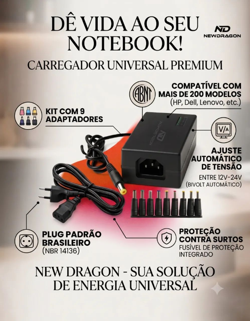carregador universal pra notebook