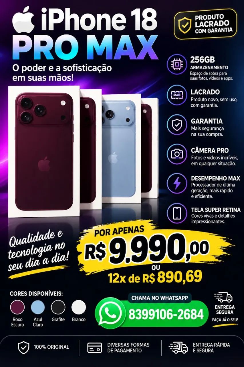 Iphone 18 Pro Max 256Gb lacrado 