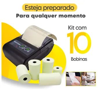 Mini Impressora Portatil Bluetooth Premium Kit C/ 10 Bobinas - Foto 2