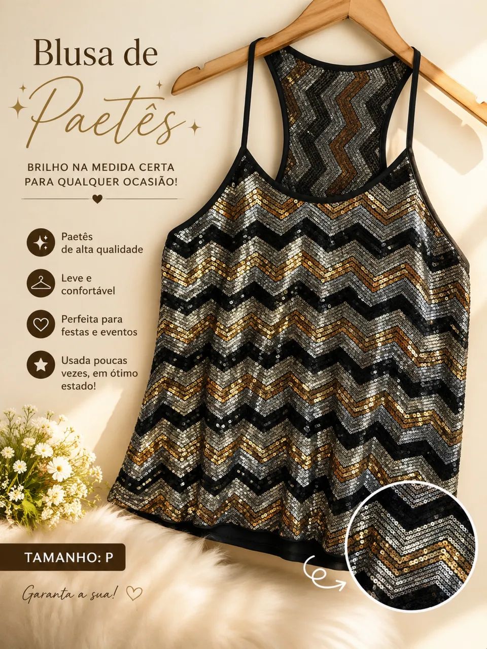 Blusa de paetê 