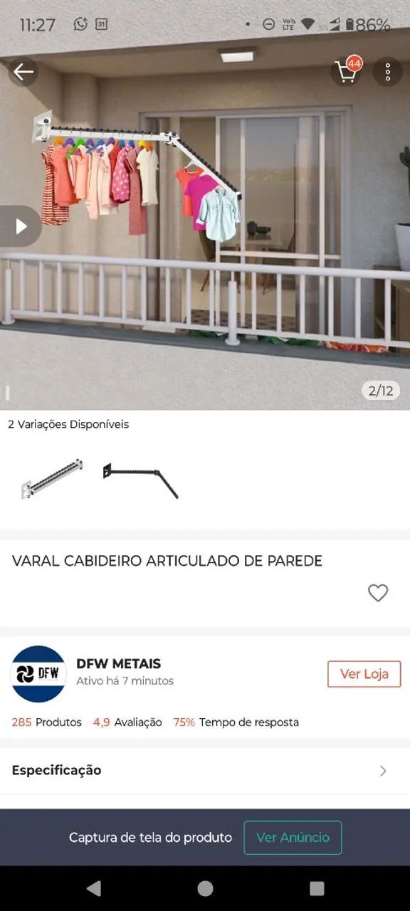 varal de parede retrátil  - Foto 3