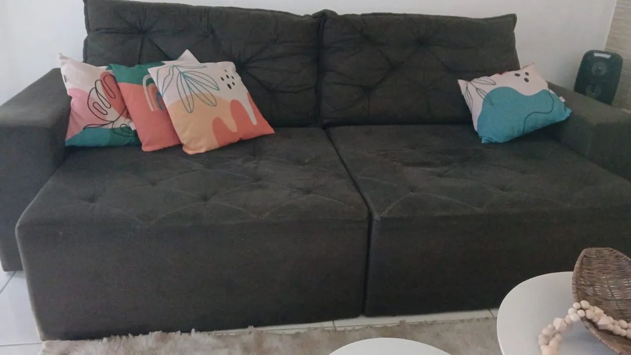 Sofá Retrátil Marrom 2,40m - Grande e Confortável - Foto 4