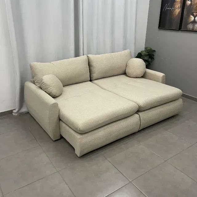 Sofá Cama 300cm em Linho 6 Lugares Retrátil Kig