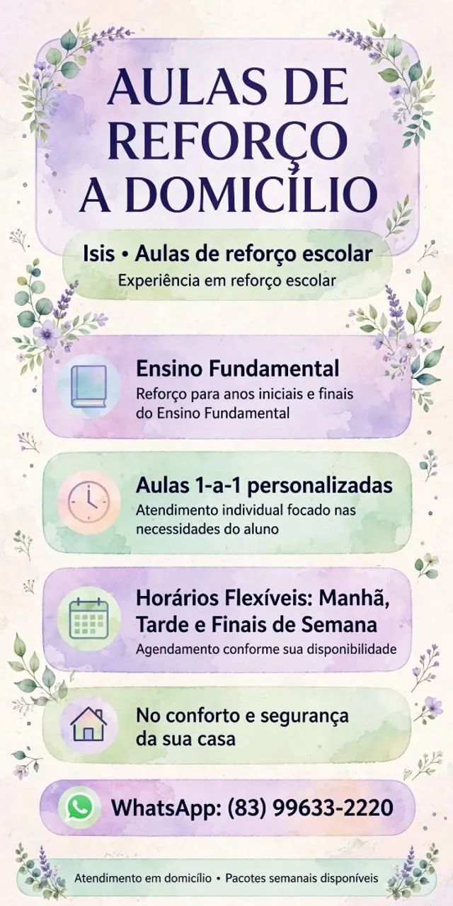 Reforço escolar a domicílio 