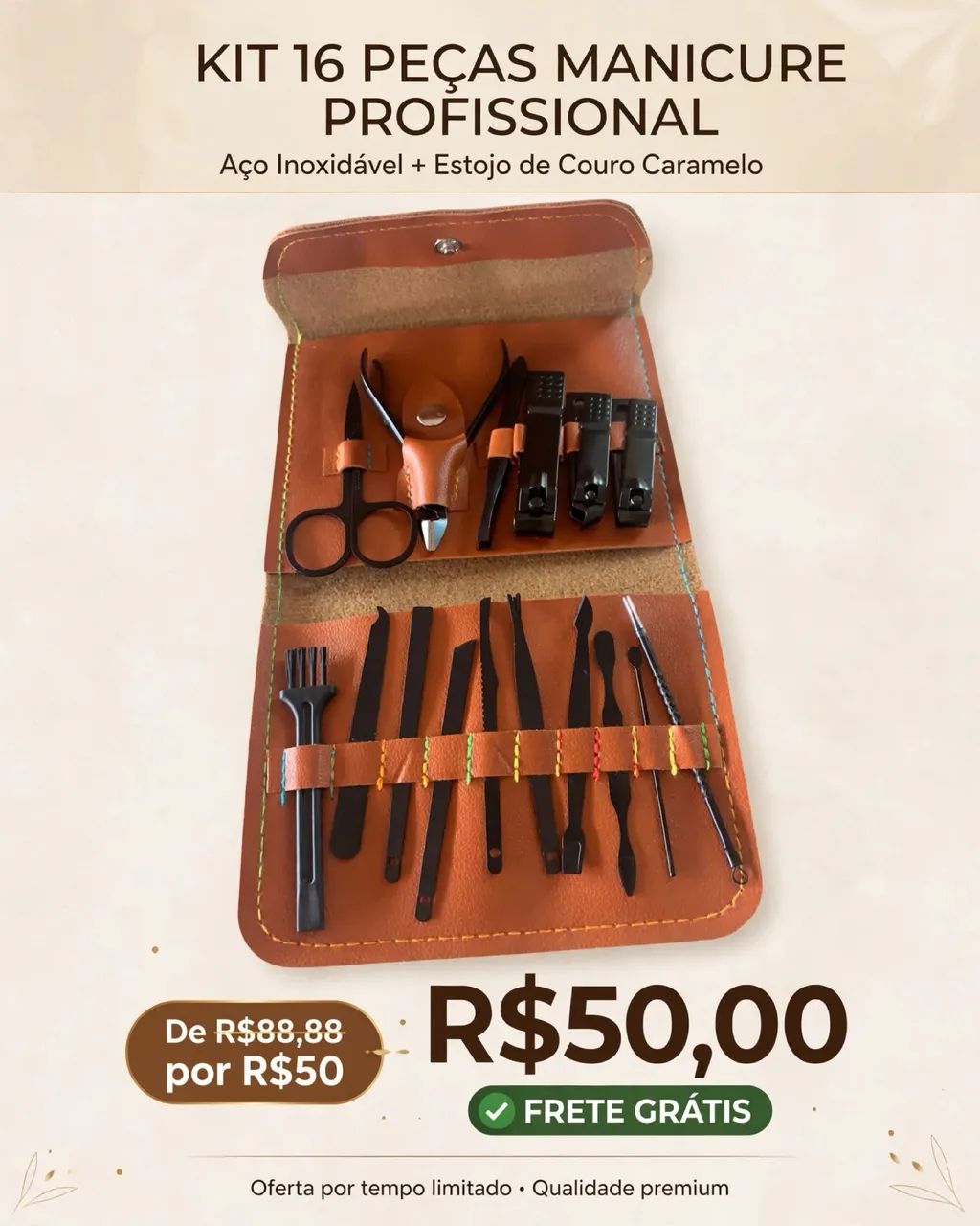 KIT MANICURE PROFISSIONAL 16 PEÇAS  - Foto 2