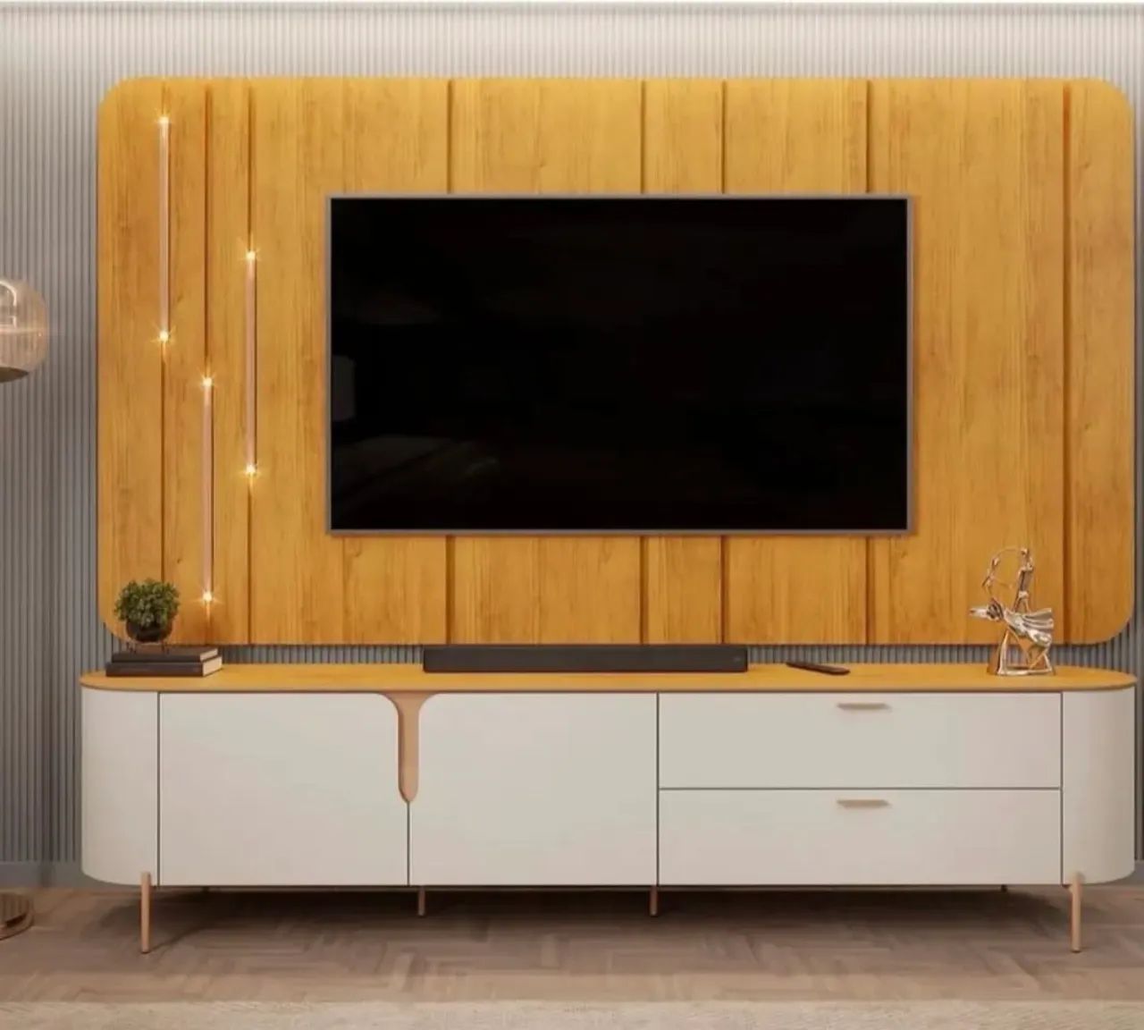 PAINEL E BANCADA CELINE COM LED MDF - Foto 5