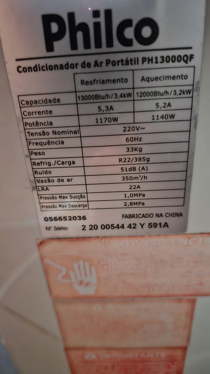 Ar condicionado PHILCO quente / frio portátil 12mil btu - Foto 3