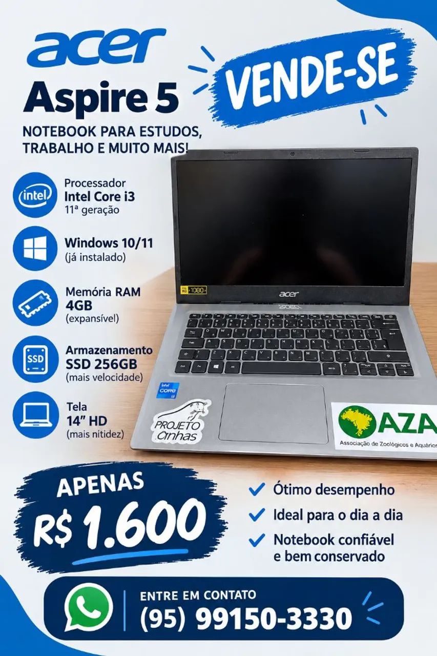 Notebook aspire 5/ ano 2022 (único dono)