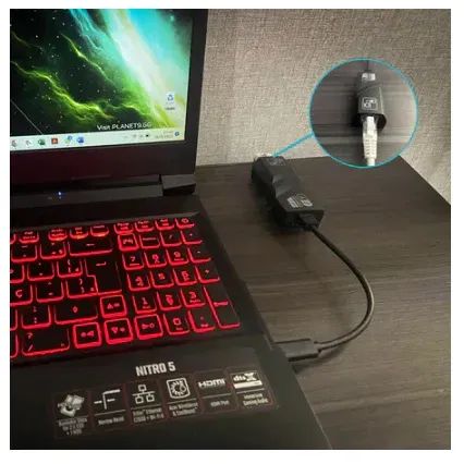 Adaptador RJ45 para Tipo C - conectar notebook com cabo de rede - entrega grátis - Foto 2