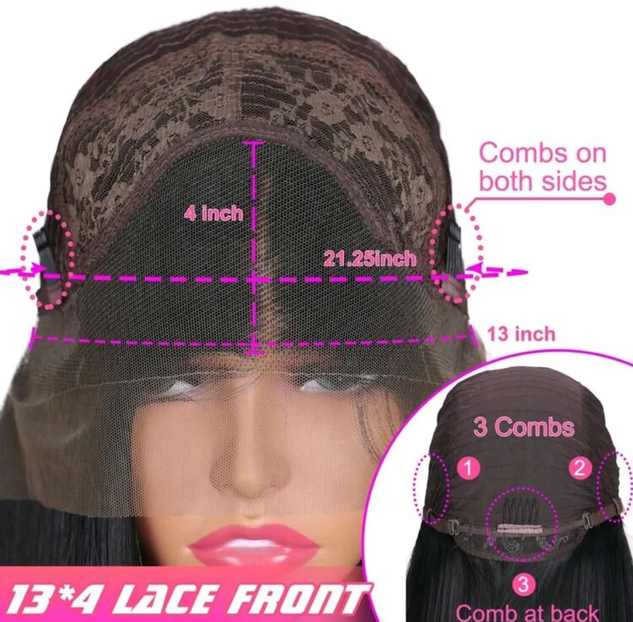 Lace Cacheada 13x4 - 26 polegadas - Preta - Fibra de Alta Temperatura - Ótimo Estado  - Foto 3