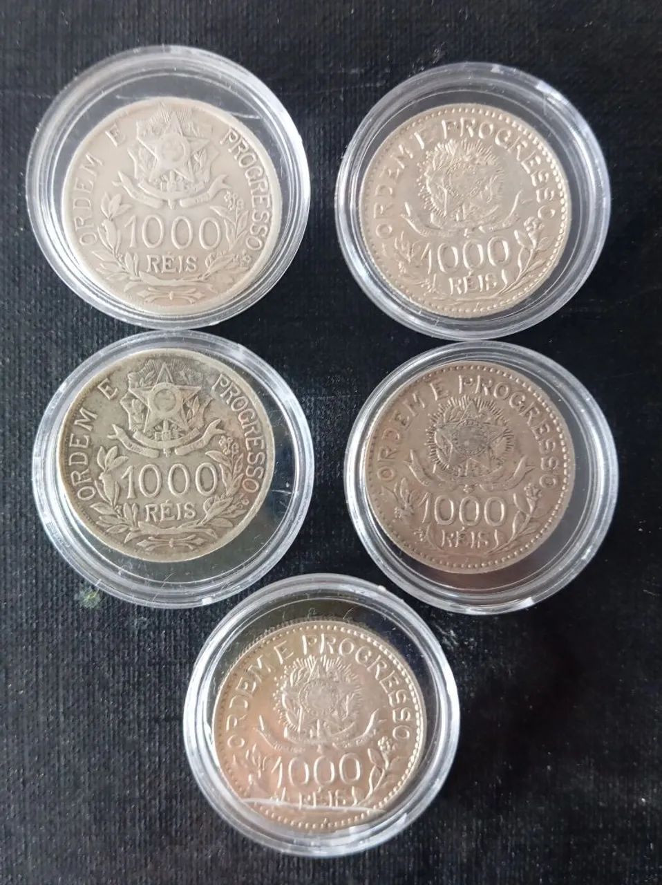 5 moedas de prata 900 originais lote 2
