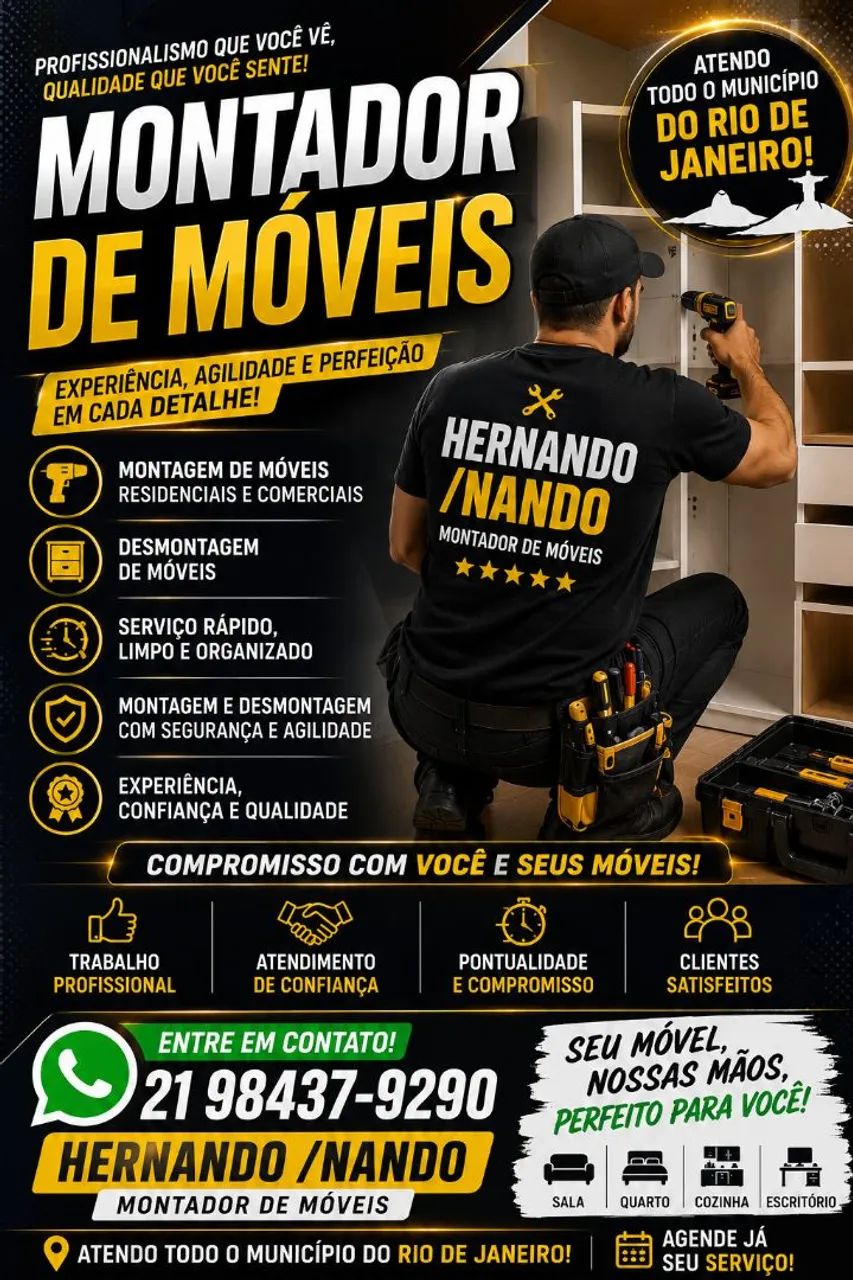 Montador de móveis, painéis e outros