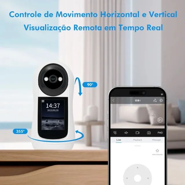 Câmera Babá Eletrônica Wifi com Tela - Foto 2
